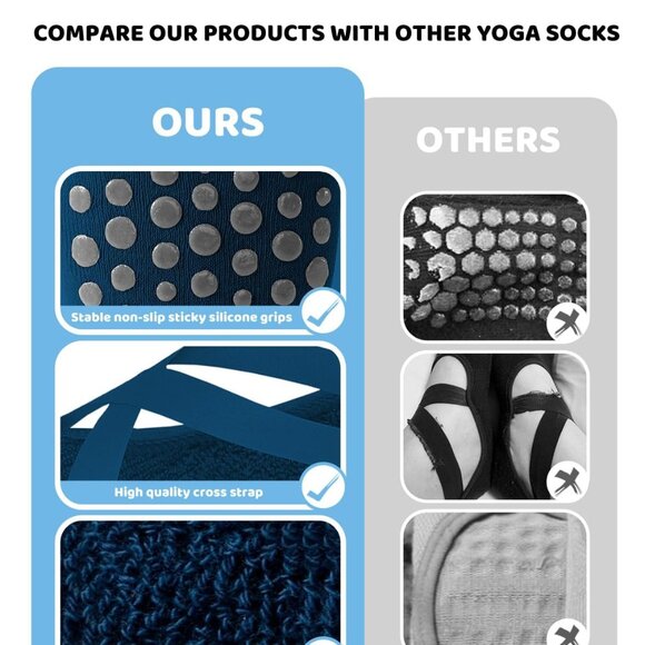 Pilates Grip Socks for Women Non Slip Skid Yoga Socks with Grips Straps for Ball - Picture 5 of 8